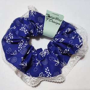 Kékfestő csipkés scrunchie hajgumi - Meska.hu
