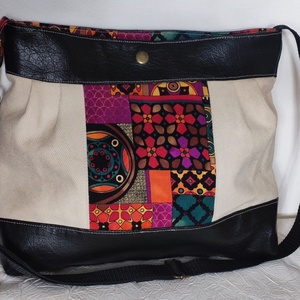 Absztrakt mintás oldaltáska, válltáska, Táska & Tok, Kézitáska & válltáska, Vállon átvethető táska, Varrás, MESKA