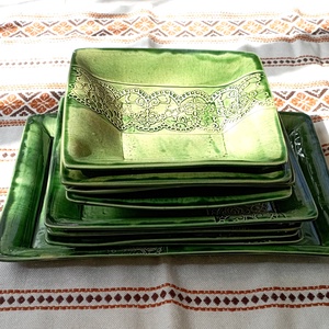 4 személyes kerámia étkészlet  - otthon & életmód - konyhafelszerelés, tálalás - tálalás - tányér & étkészlet - Meska.hu