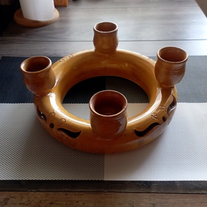 Adventi koszorú, Karácsony, Karácsonyi lakásdekoráció, Karácsonyi lakásdíszek, Kerámia, MESKA