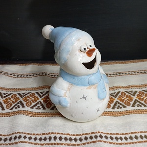 Kerámia hóember  - karácsony - karácsonyi kültéri dekoráció - Meska.hu