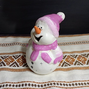 Kerámia hóember , Karácsony, Karácsonyi kültéri dekoráció, Kerámia, MESKA