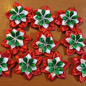 Szatén virág kokárda 10 db  - ékszer - kitűző és bross - Meska.hu