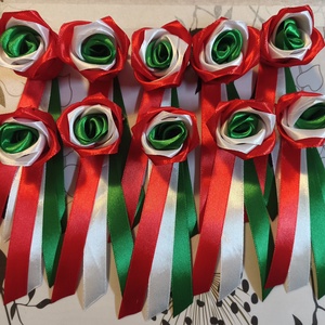 Szatén virág kokárda 10 db , Ékszer, Kitűző és Bross, Varrás, MESKA