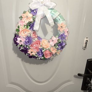 Tavaszi egyedi kopogtató  - otthon & életmód - virágdekoráció - virágdíszek - dekor koszorúk, kopogtatók - Meska.hu