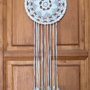 Hófehér mandalás álomfogó, 20+47 cm - otthon & életmód - dekoráció - fali és függő dekoráció - álomfogó - Meska.hu