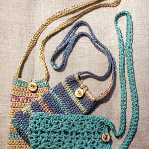 Horgolt telefontokok, palacktartók, nyakba akasztós, vállon hordható, stb.. - táska & tok - pénztárca & más tok - telefontok - Meska.hu