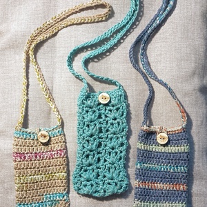 Horgolt telefontokok, palacktartók, nyakba akasztós, vállon hordható, stb.. - táska & tok - pénztárca & más tok - telefontok - Meska.hu