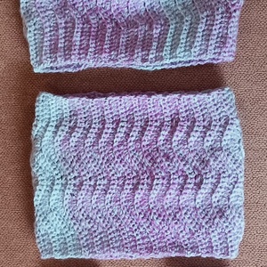 3 részes lila-szürke horgolt szett, sapka, csősál és kézmelegítő - ruha & divat - sál, sapka, kendő - sapka & sál szett - Meska.hu