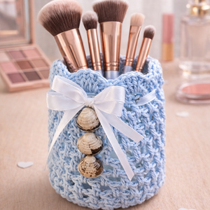 Kézműves sminkecset tartó, Otthon & Életmód, Fürdőszoba, Fürdőszobai tároló, Horgolás, MESKA