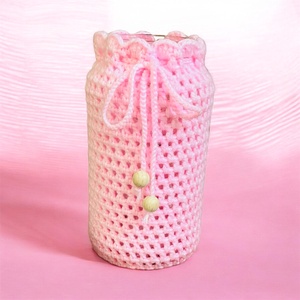 �Kézzel horgolt rózsaszín dekor váza� - otthon & életmód - virágdekoráció - virágtartó - váza - Meska.hu