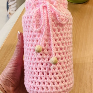 �Kézzel horgolt rózsaszín dekor váza� - otthon & életmód - virágdekoráció - virágtartó - váza - Meska.hu