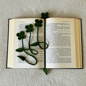 Horgolt négylevelű lóhere könyvjelző - könyv & zene - könyvjelző - Meska.hu