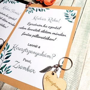 Kreatív keresztszülő felkérő kulcstartóval - otthon & életmód - papír, írószer - Meska.hu