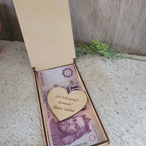 Pénzátadó doboz fa kísérő kártyával - esküvő - emlék & ajándék - nászajándék - pénzátadó doboz - Meska.hu