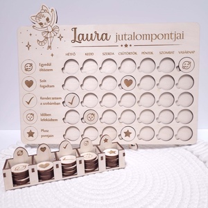 Varázslatos Jutalompont Tábla gyerekeknek, Otthon & Életmód, Babaszoba, gyerekszoba, Babaszoba dekoráció, Gravírozás, pirográfia, MESKA