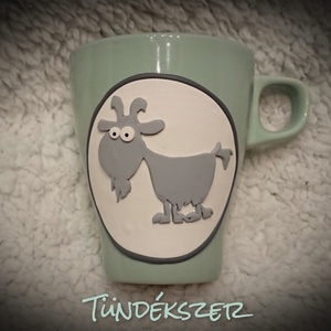 Kecske kecskés állatos mókás vicces bögre gyurma díszítéssel ajándék  - otthon & életmód - Meska.hu