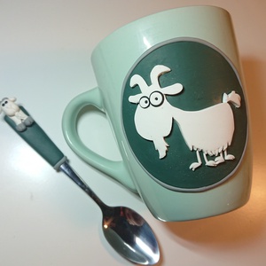 Kecske kecskés állatos mókás vicces bögre gyurma díszítéssel ajándék  - otthon & életmód - Meska.hu