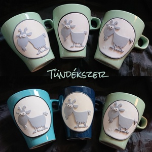 Kecske kecskés állatos mókás vicces bögre gyurma díszítéssel ajándék  - otthon & életmód - Meska.hu