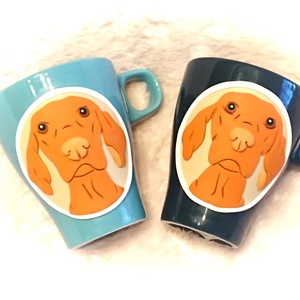 Magyar Vizsla kutya figura mintás bögre gyurma díszítéssel , Otthon & Életmód, Konyhafelszerelés, tálalás, Tálalás, Bögre & Csésze, Gyurma, Mindenmás, MESKA