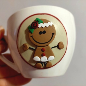 Nem hagyományos Mézi Mézeskalács mintás cappucinos bögre gyurma díszítéssel karácsony  - otthon & életmód - konyhafelszerelés, tálalás - tálalás - bögre & csésze - Meska.hu