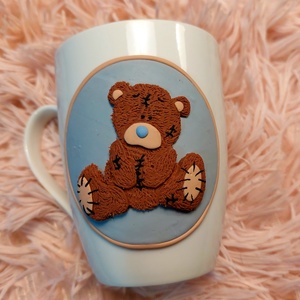 Teddy maci mintás bögre gyurma díszítéssel mackó l - otthon & életmód - konyhafelszerelés, tálalás - tálalás - bögre & csésze - Meska.hu