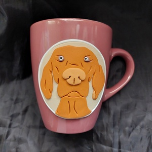 Magyar Vizsla kutya figura mintás bögre gyurma díszítéssel  - otthon & életmód - konyhafelszerelés, tálalás - tálalás - bögre & csésze - Meska.hu