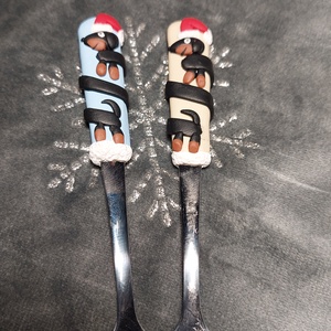 Tacskó kutya fekete macska mintás kiskanál gyurma díszítéssel  - otthon & életmód - konyhafelszerelés, tálalás - tálalás - kanál & villa - Meska.hu