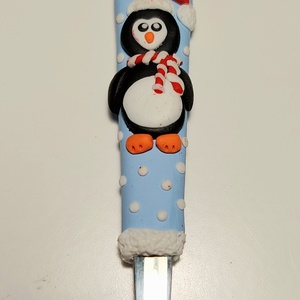 Karácsonyi téli mintás kiskanál gyurma díszítéssel fahéj narancs angyalka rénszarvas  - otthon & életmód - konyhafelszerelés, tálalás - tálalás - kanál & villa - Meska.hu