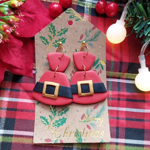 Karácsonyi mintás gyurma medálos fülbevaló pingvin teknős szarvas - ékszer - fülbevaló - lógó fülbevaló - Meska.hu