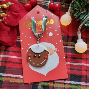 Karácsonyi mintás gyurma díszítéssel készült medál nyaklánc  - ékszer - nyaklánc - medálos nyaklánc - Meska.hu