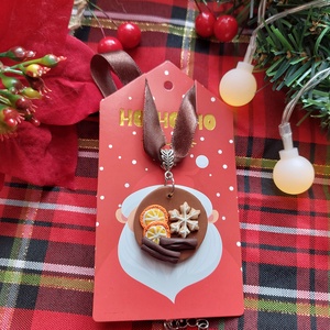 Karácsonyi mintás gyurma díszítéssel készült medál nyaklánc  - ékszer - nyaklánc - medálos nyaklánc - Meska.hu