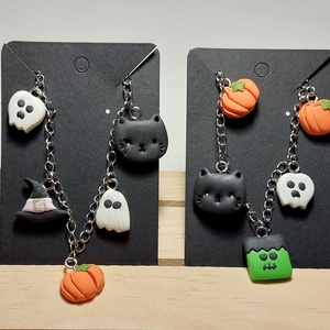 Őszi mintás Halloween láncos karkötő gyurma   - Meska.hu