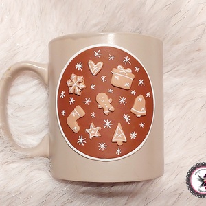 Karácsonyi mintás bögre mézeskalács áradat, Otthon & Életmód, Konyhafelszerelés, tálalás, Tálalás, Bögre & Csésze, Gyurma, Mindenmás, MESKA