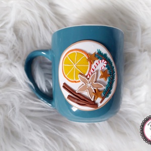 Karácsonyi mintás bögre fűszeres narancs  - otthon & életmód - konyhafelszerelés, tálalás - tálalás - bögre & csésze - Meska.hu