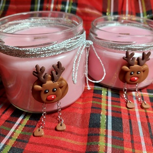 Szójaviasz illatgyertya üveg tartóban gyurma díszítéssel Karácsony  - Meska.hu