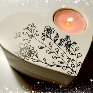 Szív alakú mécsestartó kézzel festve - otthon & életmód - gyertya, illat, aroma - gyertyatartó - Meska.hu