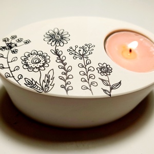 Ovális alakú mécsestartó kézzel festve - Meska.hu