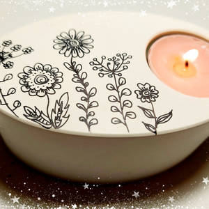 Ovális alakú mécsestartó kézzel festve - otthon & életmód - gyertya, illat, aroma - gyertyatartó - Meska.hu