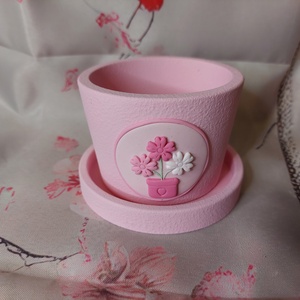 Kerámia mini kaspó gyurma díszítéssel  - otthon & életmód - virágdekoráció - virágtartó - kaspó - Meska.hu