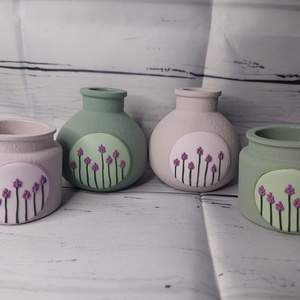Kerámia mini váza gyurma díszítéssel  - otthon & életmód - virágdekoráció - virágtartó - váza - Meska.hu