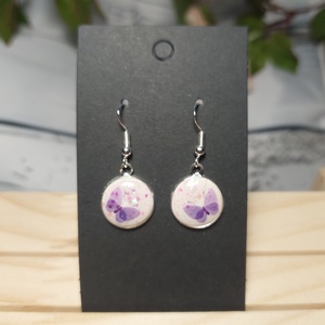 Lepke pillangó gyurma medálos fülbevaló ásvány gyönggyel , Ékszer, Fülbevaló, Lógó fülbevaló, Ékszerkészítés, MESKA