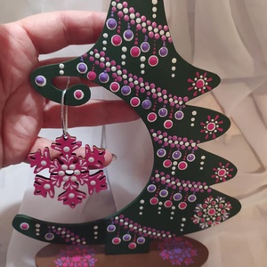 Karácsonyfa asztali dísz-lila, magenta - karácsony - adventi díszek - adventi asztaldísz - Meska.hu