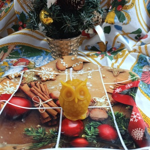 Bagoly méhviasz gyertya  - karácsony - karácsonyi lakásdekoráció - karácsonyi illatgyertya, mécses - Meska.hu