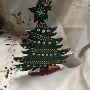 Karácsonyfa türkiz -arany - karácsony - adventi díszek - adventi asztaldísz - Meska.hu
