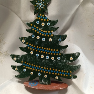 Karácsonyfa türkiz -arany - karácsony - adventi díszek - adventi asztaldísz - Meska.hu