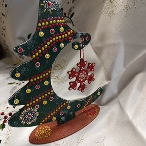 Karácsonyfa asztaldísz bordó -arany - Meska.hu