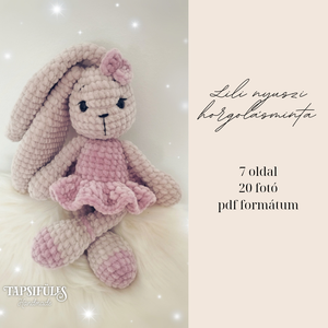 Lili plüss nyuszi horgolásminta amigurumi - diy (csináld magad) - szabásminta, útmutató - horgolási minta - Meska.hu