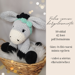 Füles plüss csacsi 2 az 1ben horgolásminta videóval amigurumi  - diy (csináld magad) - szabásminta, útmutató - horgolási minta - Meska.hu