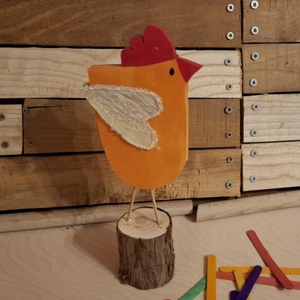 Színes rönk tyúk, Otthon & Életmód, Dekoráció, Dísztárgy, Famegmunkálás, Festett tárgyak, MESKA